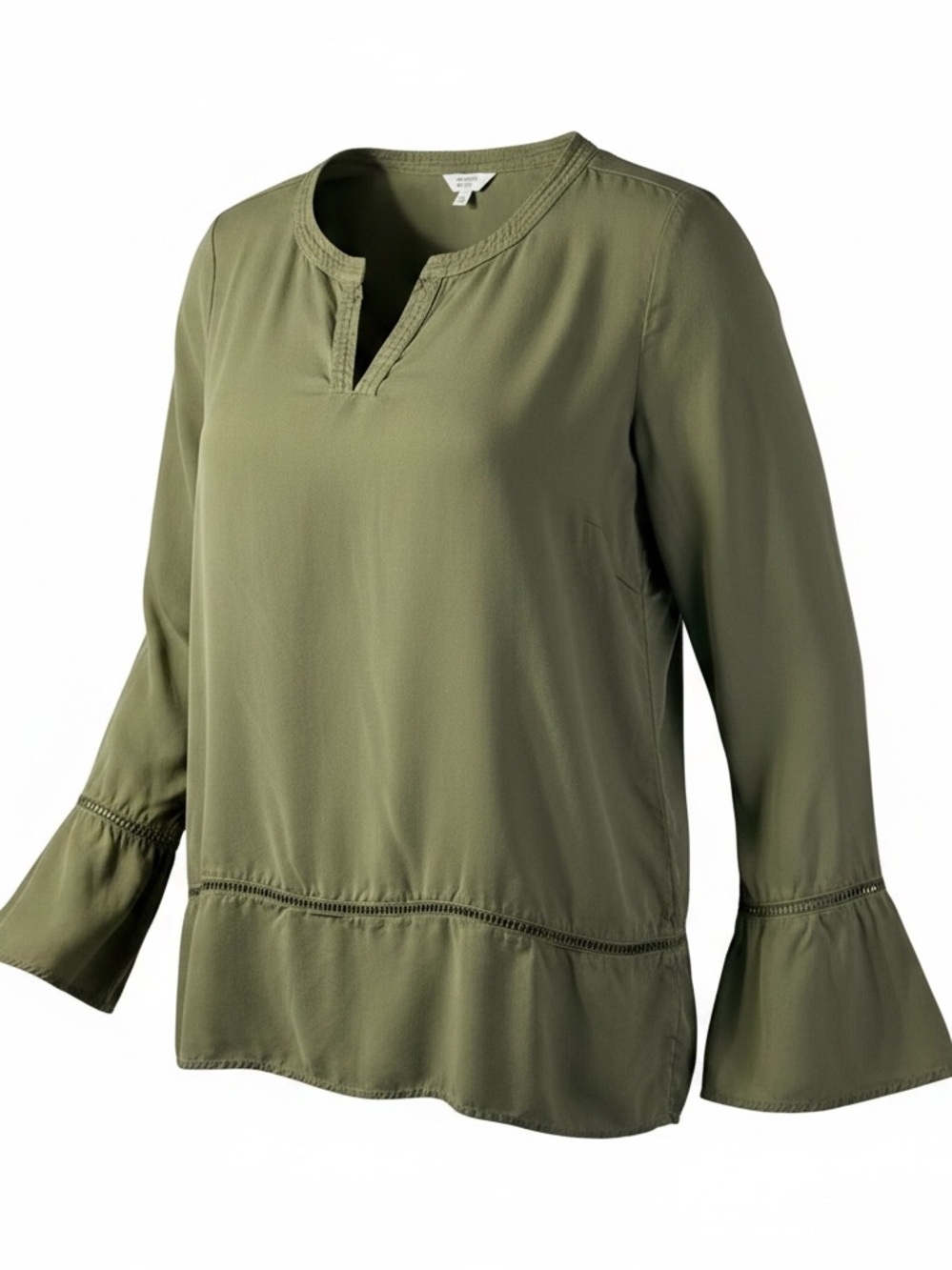 Crown & Ivy Olive Bell-Sleeve Peasant Blouse